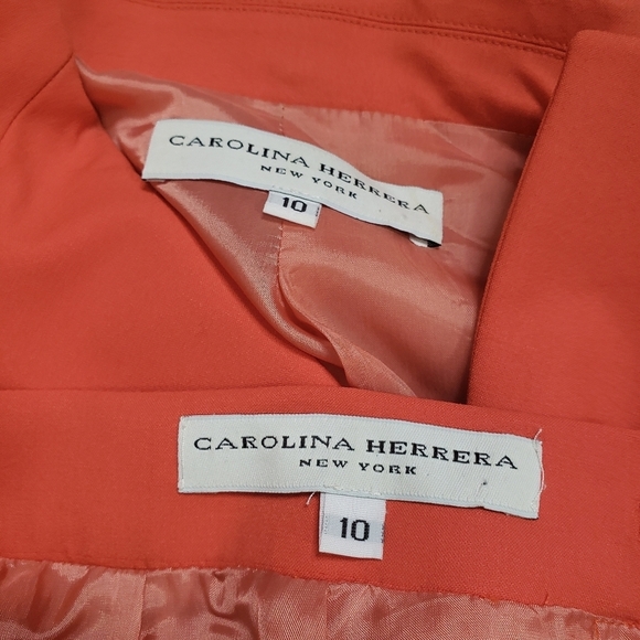 Carolina Herrera orange wool blend blazer skirt set size 10 - Picture 8 of 9